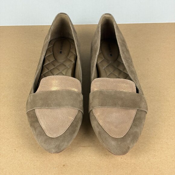 Birdies The Sparrow Suede Loafers Womens 10.5 Tan Metallic Slip On Flats - Picture 2 of 11